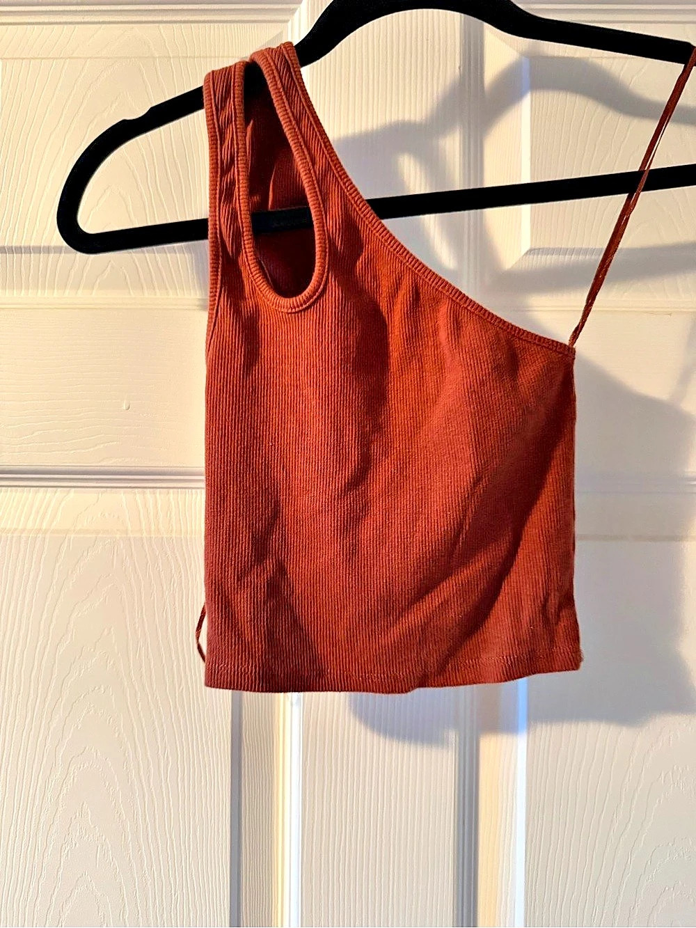 Zara One-Shoulder Crop Top in Brown Size Small Like New